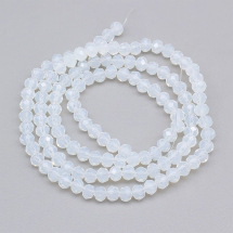 Koraliki Szklane, Imitacja Jadeitu, Fasetowane Rondel, Biały, 4x3mm, około 110szt/39cm/sznur (13WB28770)