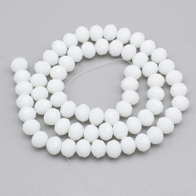 Koraliki Szklane Imitacja Jadeitu Fasetowane Rondel Rozmiar: 8x6mm Kolor: Biały około 64szt/38cm/nić (13WB28771)