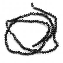 Koraliki Szklane Imitacja Jadeitu Fasetowany Nieprzezroczysty Rondelle, Czarny, 3x2mm, ~137szt/32cm/nić, (13WB28773)