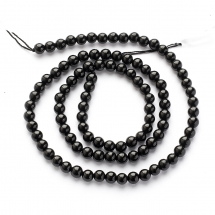 Koraliki Kamień Naturalny Czarny Turmalin, Kulki, 4mm, 95szt/38cm/sznur (13WB28797)