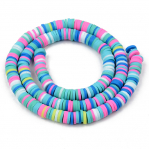 Koraliki Polymerna Glina, Heishi, Handmade, Płaskie, 6x0.5-1mm, Kolor: Turkusowy, ok. 290szt/38cm/nic (13WB28852)