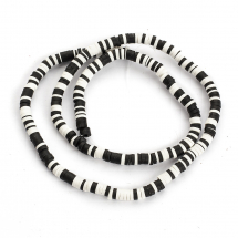 Koraliki Polymerna Glina, Heishi, Handmade, Płaskie, 4x0.5-1mm, Czarny, około 290szt/38cm/nić (13WB28866)