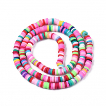 Koraliki Polymerna Glina, Heishi, Handmade, Płaskie, 4x0.5-1mm, Kolor: Mieszany, około 290szt/38cm/nić (13WB28874)