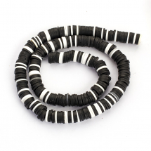 Koraliki Polymerna Glina, Heishi, Handmade, Płaskie, 8x0.5-1mm, Czarny, około 290szt/38cm/nic (13WB28877)