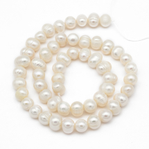 Koraliki Perły Naturalne Słodkowodne, Klasa B, Owalne, Kość Słoniowa, 7~8mm, około 69szt/36cm/sznur (13WB15160)