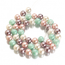 Koraliki Shell Pearl Okrągłe, Klasa A, Mieszane, 8mm, otwór 1mm, około 50szt/40cm/sznur (13WB15169)