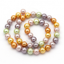 Koraliki Shell Pearl Okrągłe, Klasa A, Mieszane, 8mm, otwór 1mm, około 50szt/40cm/sznur (13WB15181)