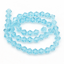 Koraliki Imitacja Austriackiego Kryształu, Szklane, Fasetowane Bicone, Niebieskie, 6x6mm, około 44szt/24cm/nić (2WB29296)
