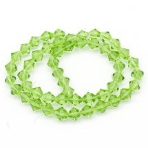 Koraliki Szklane Fasetowane Bicone Przezroczyste Zielony Wiosenny, 6mm, około 54szt / 35cm / sznur (2WB29310)