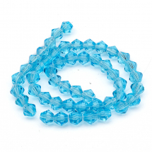 Koraliki Szklane Fasetowane Bicone Przezroczyste Niebieski 6mm Otwór: 1mm, około 52szt / 30cm (2WB29320)