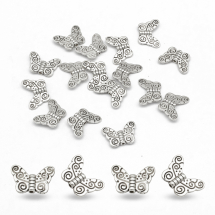 Koraliki Motyl, Metal, Srebro Antyczne,11x15x1.5mm, Otwór: 1.5mm, 20szt (5WB4590)