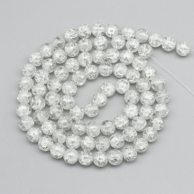 Koraliki Crackle 10mm Lakierowany Okrągły Kolor: Bezbarwny ok. 76szt/76cm/nić (3WB2552)