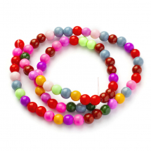 Koraliki Szklane Ekobarwione Okrągłe 6mm Kolor: Wielokolorowe około 70szt/38.5cm/nić (3WB2664)