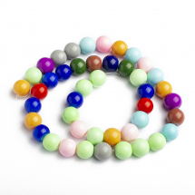 Koraliki Szklane Ekobarwione 10mm Okrągły Kolor: Wielokolorowe ok. 41szt/38.5cm/nić (3WB2666)