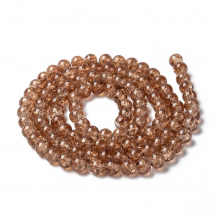 Koraliki Szklane Crackle Lakierowany Okrągły Brązowy 8mm 95szt/76cm/sznur (3WB2834)