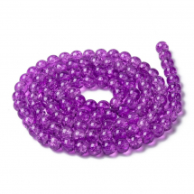 Намистини "Бите Скло" Круглі, Колір: Фіолетовий, Діаметр: 8 мм, Отвір 1мм, близько 100шт/80см/нитка, (3WB2836)