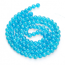 Koraliki Szklane Crackle Lakierowany 8mm Okrągły Kolor: Niebieski około 95szt/76cm/nić (3WB2838)