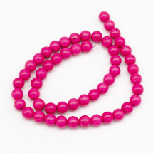 Koraliki Syntetyczny Turkus Okrągłe, Barwione, Różowe, 8mm, otwór 1mm, około 50szt/40cm/sznur (3WB3134)