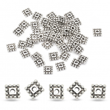 Намистини-Розділювачі Сплав Квадратні Тибетський Стиль, Античне Срібло, 7х7х2мм, Отвір 2мм, (3WB3299)