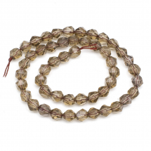 Koraliki Syntetyczny Kwarc Dymny Okrągłe, Fasetowany, Niebarwione, 7x7mm, Otwór 1.5mm, 46szt/36cm/sznur (13WB26293)