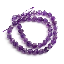 Koraliki Naturalny Ametyst, Okrągłe, Fasetowane, 8~10x7~8mm, około 47szt/37cm/sznur (13WB26382)