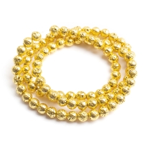 Koraliki Naturalna Lawa, Okrągłe, Złoty, 4mm, około 85szt/37cm/sznur (13WB26394)