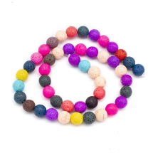 Koraliki Naturalna Lawa, Barwiona, Kulki, Mix, 8mm,około 46szt/37.5cm/sznur (13WB26395)