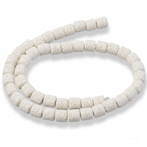 Koraliki Naturalna Lawa, Kolumna, Kolor: Biały, Rozmiar: 8~8.5x8~8.5mm, Otwór: 2mm, około 43szt/37cm/nic, (13WB26410)