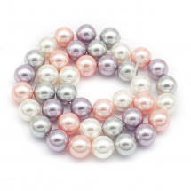 Koraliki Shell Pearl Klasa A, Okrągłe, Mix, 8mm, Otwór 1mm, około 48szt/40cm/nić (14WB7418)