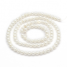 Koraliki Shell Pearl Klasa A Okrągłe, Białe, 4mm, Otwór 1mm, około 90szt/36cm/sznur (14WB7420)