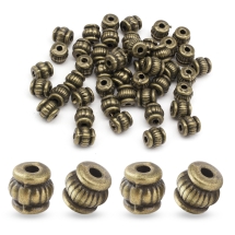Намистини-Розділювачі зі Сплаву Бочка, Бронза, 5х5х5мм, Отвір 1.5мм, (2WB27638)