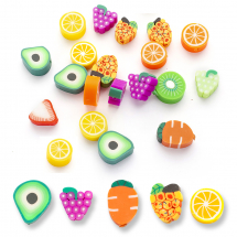 Koraliki z Gliny Polimerowej, Owoce, Ręcznie Robione, Mix, 9-13x9-11x4-5mm, 20szt (13WB19610)