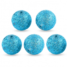 Koraliki Akrylowe Okrągłe z Brokatem, Niebieskie, 19.5x20mm, Otwór 2mm, 5szt (13WB15296)