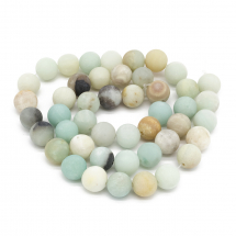 Намистини Натуральний Амазонит, На нитках, Круглі, Морозний Стиль, Колір: Мікс, Розмір: Діаметр: 8 мм, Отвір 1мм, близько 45шт/36см/нитка, (2WB30690)