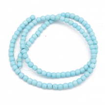 Koraliki Syntetyczny Turkus Okrągłe, Barwione, Błękitne, 4mm, otwór 1mm, około 110szt/44cm/sznur (2WB30764)