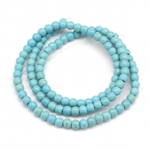 Koraliki Syntetyczny Turkus Okrągłe, Barwione, Fala Morska, 4mm, otwór 1mm, około 110szt/44cm/sznur (2WB30765)