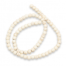 Koraliki Syntetyczny Turkus, Okrągłe, Barwione, Białe, 6mm, otwór 1mm, około 67szt/40cm/sznur (2WB30767)