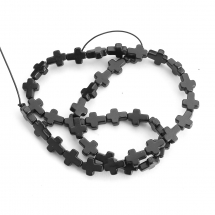 Syntetyczny Turkus Koraliki Krzyż, Barwione, Czarne, 10x8x3mm, Otwór 1mm, około 36szt/36cm/sznur (2WB30778)