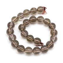 Koraliki Naturalny Kwarc Dymny, Szary, 8mm, około 23szt/19cm/sznur (2WB30814)