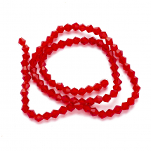 Koraliki Imitacja Austriacki Kryształ, Szklo, Fasetowane Bicone, Czerwone, 4x4mm, około 80szt/30cm/nić (5WB7079)
