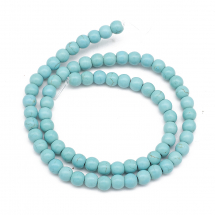 Koraliki Syntetyczny Turkus Okrągłe, Niebieskie, 6mm, otwór 1mm, około 60szt/36cm/sznur (5WB7159)