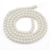 Perły Shell Pearl Okrągłe, Biały, 3mm, Otwór 0,5mm, 122szt/40cm/sznur (13WB20812)