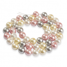 Koraliki Shell Pearl Okrągłe, Klasa A, Mieszane, 8mm, otwór 1mm, około 50szt/40cm/sznur (13WB20815)