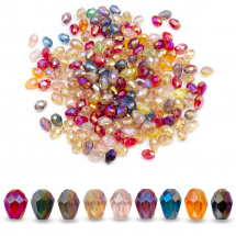 Koraliki Szklane Galwanizacja, AB-Kolor, Fasetowany, Mix, 7-8x6mm 200szt (13WB19461)