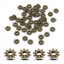 Намистини-Розділювачі Сплав Квітка, Бронзовий Колір, 9х3мм, Отвір 3мм, (13WB17871)