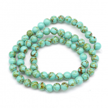 Koraliki Syntetyczny Turkus Okrągłe, Barwione, Blady Turkus, 6mm, Otwór 1mm, około 66szt/40cm/sznur (13WB11461)