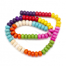 Намистини Синтетична Бірюза Рондель, Пофарбовані, Мікс, 8х5мм, Отвір 1мм, близько 80шт/40см/нитка, (13WB11469)