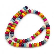 Намистини Синтетична Бірюза, Пофарбовані, На нитках, Рондель, Мікс 2, Розмір: 8х5мм, Відп. 1мм, близько 80шт/нитка, (13WB11470)