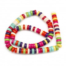 Koraliki Heishi Syntetyczny Turkus, Barwione, Mieszane, 8x4mm, Otwór 1mm, około 110szt/40cm/sznur (13WB11480)