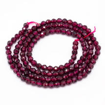 Koraliki Naturalny Granat, Fasetowane, Okrągłe, 3-3.5mm, około 103szt/36cm/sznur (13WB11511)